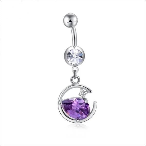 Paarse Zirkonia Navelpiercing zilverkleur - Unisex