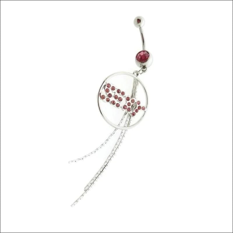 Stijlvolle Lange Navelpiercing met Roze Kristal - Heren