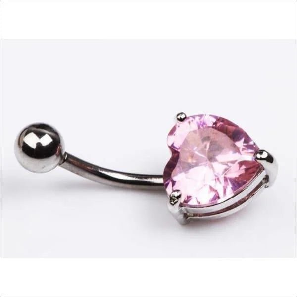 Roze Hart Navelpiercing staal - Unisex