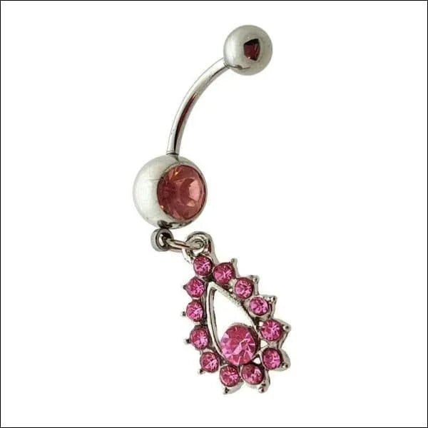 Roze Kristallen Stalen Navelpiercing - Unisex