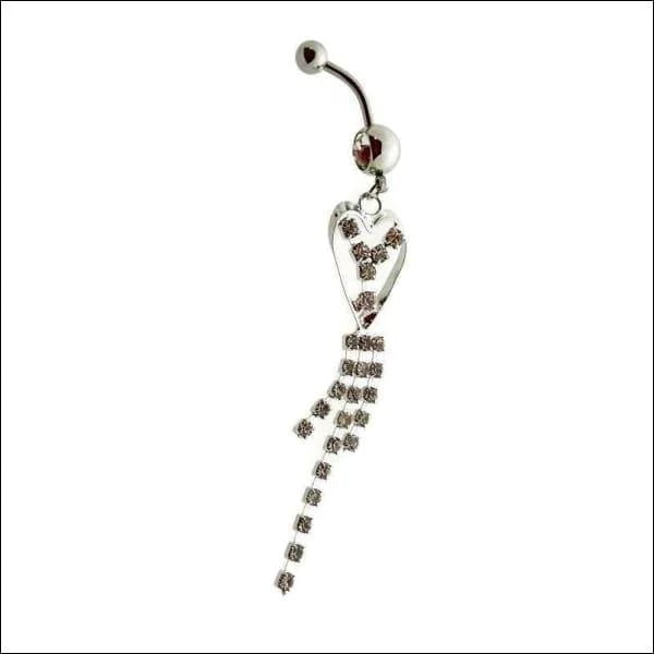 Lange Zirkonia Navelpiercing met Strass Hanger - Unisex