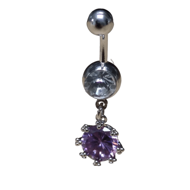 Zilveren Paarse Zirkonia Navelpiercing - Unisex