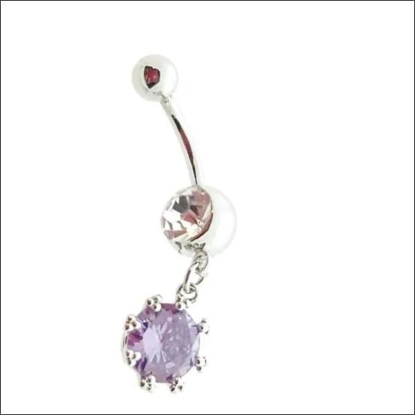 Zilveren Paarse Zirkonia Navelpiercing - Unisex