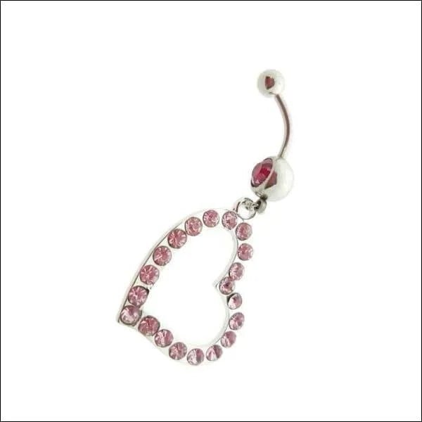 Roze Hart Navelpiercing: Chirurgisch Staal Kristal - Unisex