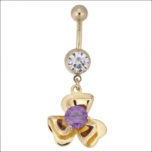 RVS Navelpiercing met Paarse Zirkonia - Unisex