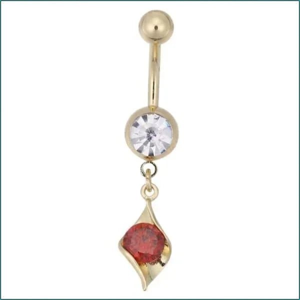 Rode Zirkonia Druppel Navelpiercing - Dames