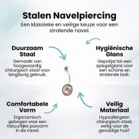 Stalen Navelpiercing met Ruitvormige Kristal - Unisex