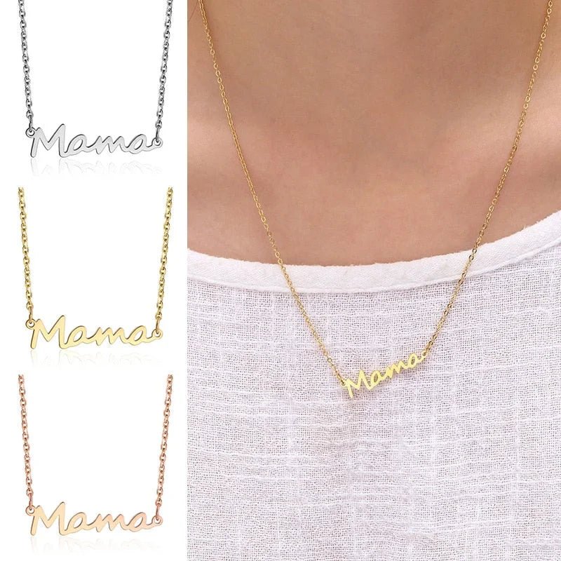 Stalen Mama Ketting&acirc;&euro;&ldquo; Persoonlijk Cadeau voor Moeder RVS - Goudkleur - Unisex