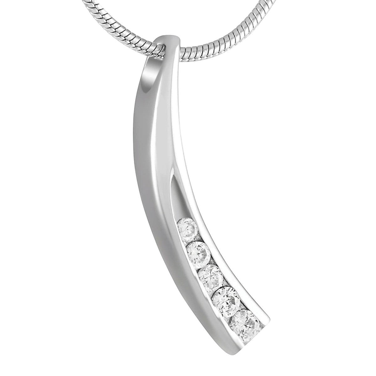 Elegante Gebogen Crematiehanger met Zirkonia &acirc;&euro;&ldquo; Staal Zilverkleurig - Unisex