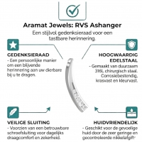 Elegante Gebogen Crematiehanger met Zirkonia &acirc;&euro;&ldquo; Staal Zilverkleurig - Unisex
