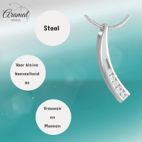 Elegante Gebogen Crematiehanger met Zirkonia &acirc;&euro;&ldquo; Staal Zilverkleurig - Unisex