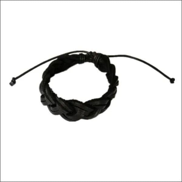 Zwarte Gevlochten Leren Armband &acirc;&euro;&ldquo; Verstelbaar 21cm 16mm Breed - Heren
