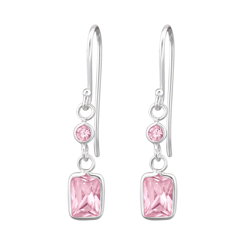 Kinder Oorhangers Roze Zirkonia - 925 Zilver -