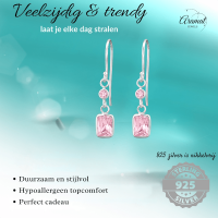 Kinder Oorhangers Roze Zirkonia - 925 Zilver -