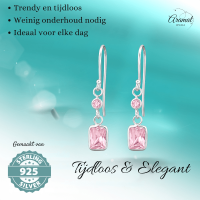 Kinder Oorhangers Roze Zirkonia - 925 Zilver -