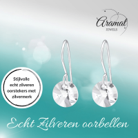Zilveren Oorhangers - Transparant Kristal - 8mm -