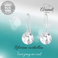 Zilveren Oorhangers - Transparant Kristal - 8mm -