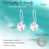 Zilveren Oorhangers - Transparant Kristal - 8mm -