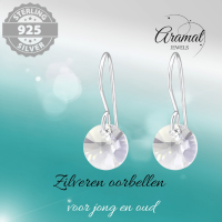 Grijze Kristal Oorhangers Kind - 925 Zilver -