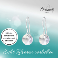 Grijze Kristal Oorhangers Kind - 925 Zilver -