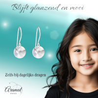 Grijze Kristal Oorhangers Kind - 925 Zilver -