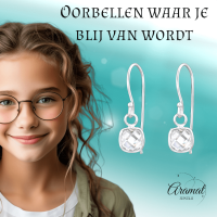 Zilveren Kinder Oorhangers - Vierkante Zirkonia -