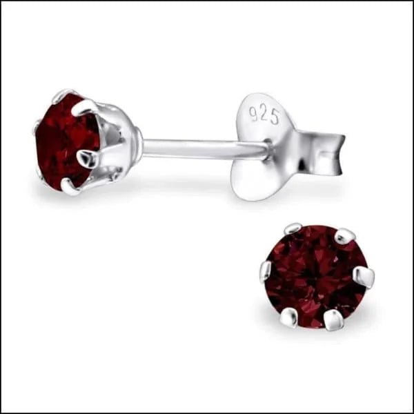 925 Zilveren Zirkonia Oorbellen Rond 4-8mm - Sprankelende Oorstekers - 4mm / Paars -