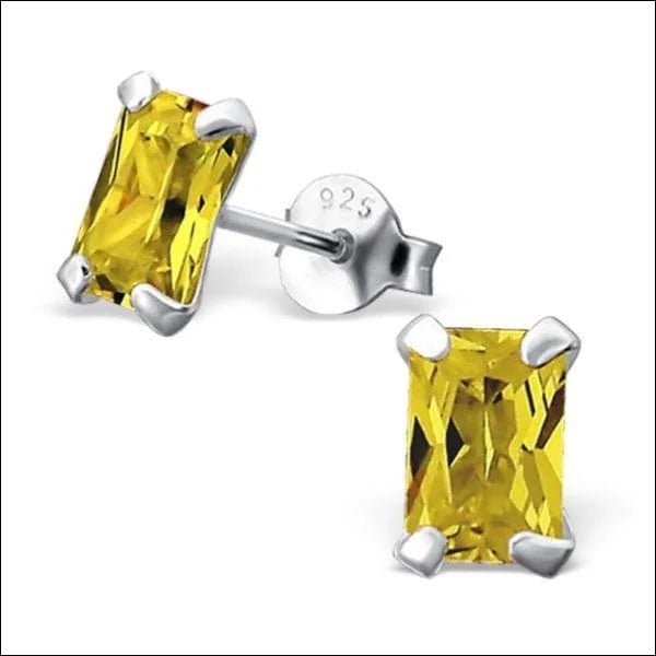 Rechthoekige Zirkonia Oorbellen zilver - 5x3mm / Lila - Heren