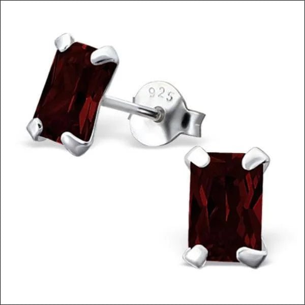 Rechthoekige Zirkonia Oorbellen zilver - 5x3mm / Lila - Heren