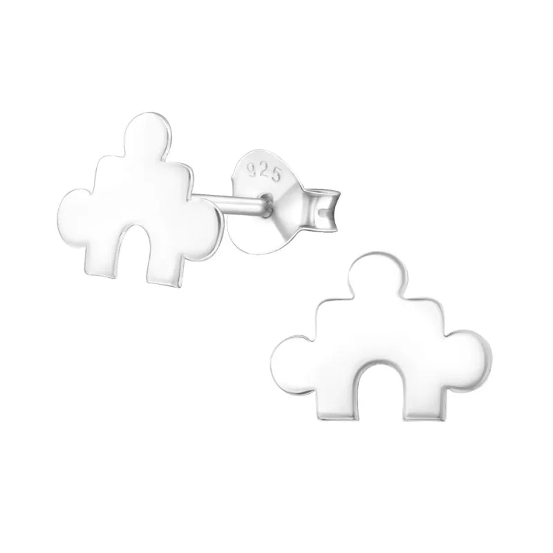 Zilveren Puzzelstuk Oorstuds - 10x7mm - Heren