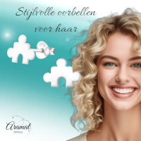 Zilveren Puzzelstuk Oorstuds - 10x7mm - Heren