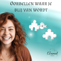 Zilveren Puzzelstuk Oorstuds - 10x7mm - Heren