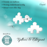 Zilveren Puzzelstuk Oorstuds - 10x7mm - Heren