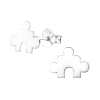 Zilveren Puzzelstuk Oorstuds - 10x7mm - Heren