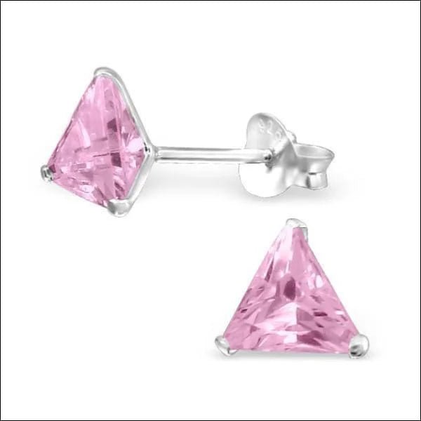 Zilveren Zirkonia Oorbellen driehoek - 7mm / Transparant -