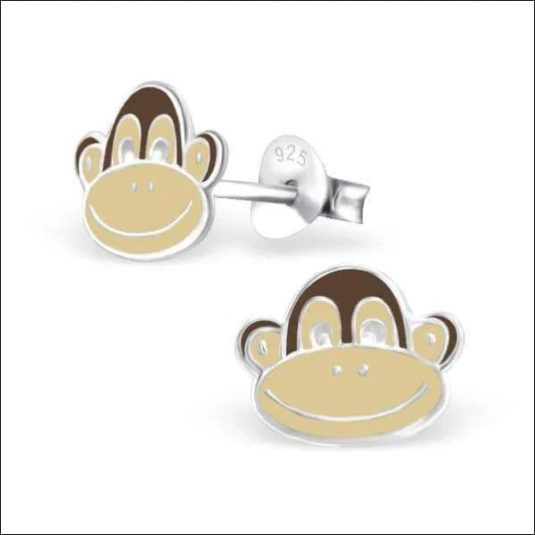 Zilveren Kinder Oorbellen Aapjes - Aap-10x8mm -