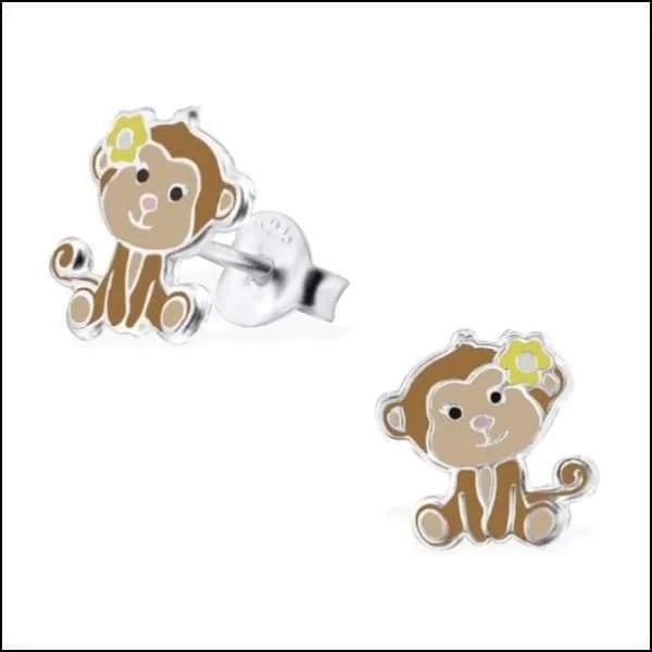 Zilveren Kinder Oorbellen Aapjes - Aap-10x8mm -