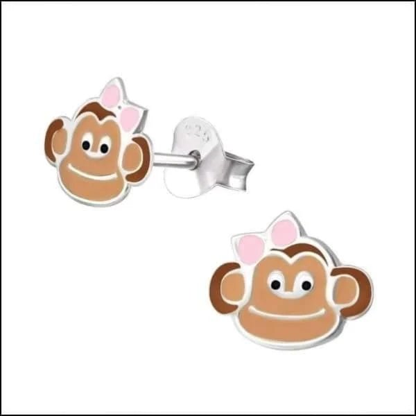 Zilveren Kinder Oorbellen Aapjes - Aap-10x8mm -