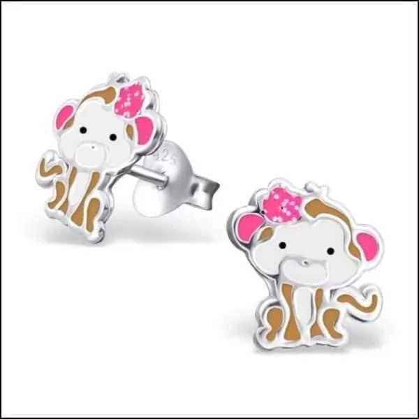 Zilveren Kinder Oorbellen Aapjes - Aap-10x8mm -