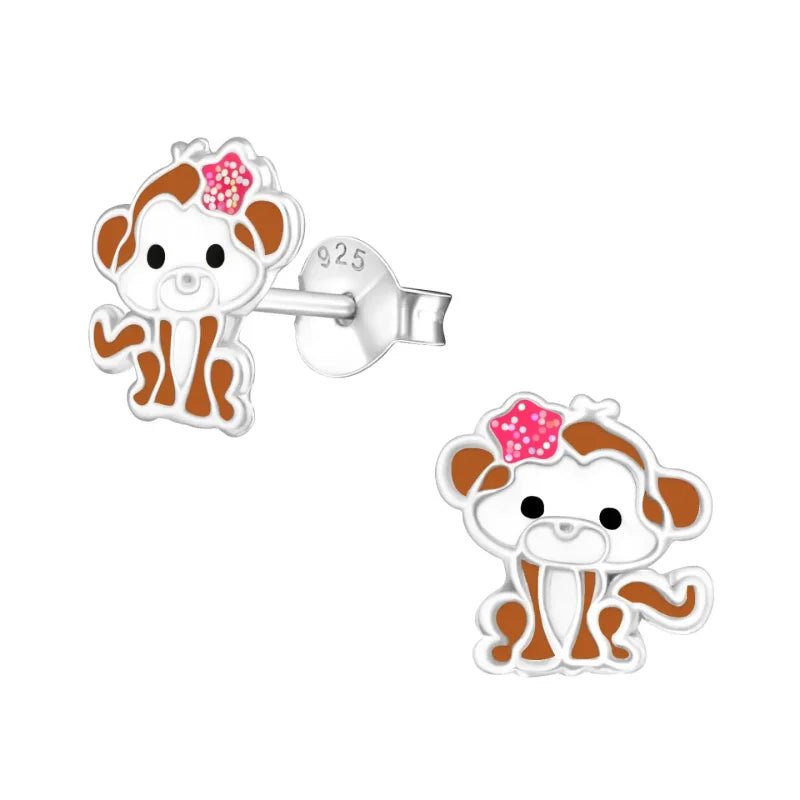 Zilveren Kinder Oorbellen Aapjes - Aap-10x8mm -
