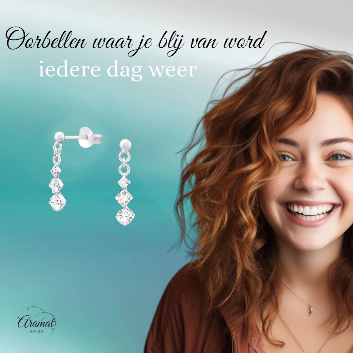 Zilveren Oorbellen met Kristal Hanger Nikkelvrij -