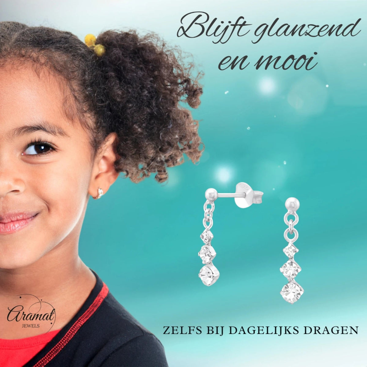 Zilveren Oorbellen met Kristal Hanger Nikkelvrij -
