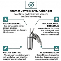 Zilverkleurige Ashanger met Vleugel Staal &acirc;&euro;&ldquo; Engel Gedenksieraad RVS - Unisex