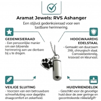 Zilverkleurige Ashanger Buis met Pootje Staal &acirc;&euro;&ldquo; Gedenksieraad RVS - Unisex