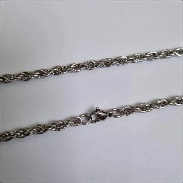 Stalen Ketting Koord Zilverkleurig &acirc;&euro;&ldquo; 60cm Gevlochten Koordketting RVS - Unisex