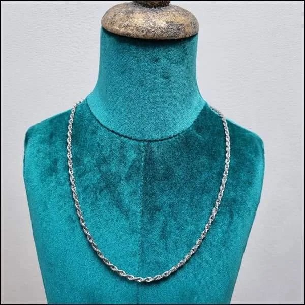 Stalen Ketting Koord Zilverkleurig &acirc;&euro;&ldquo; 60cm Gevlochten Koordketting RVS - Unisex