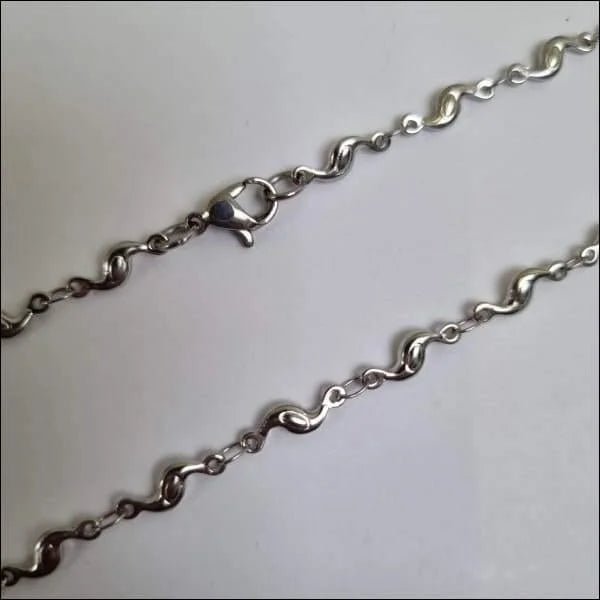 Fantasie Schakel Stalen Ketting &acirc;&euro;&ldquo; 50cm Groovy Design Unisex RVS - Unisex