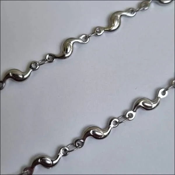 Fantasie Schakel Stalen Ketting &acirc;&euro;&ldquo; 50cm Groovy Design Unisex RVS - Unisex