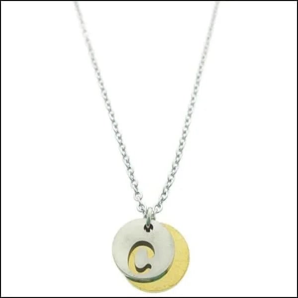 Stalen Initiaal Ketting met Ronde Letter Hanger &acirc;&euro;&ldquo; Gepersonaliseerde Ketting - B -