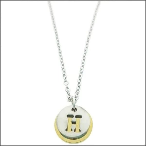 Stalen Initiaal Ketting met Ronde Letter Hanger &acirc;&euro;&ldquo; Gepersonaliseerde Ketting - B -